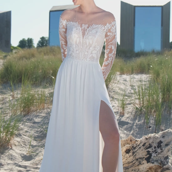 Anariel A-line Illusion Off-White Wedding dress