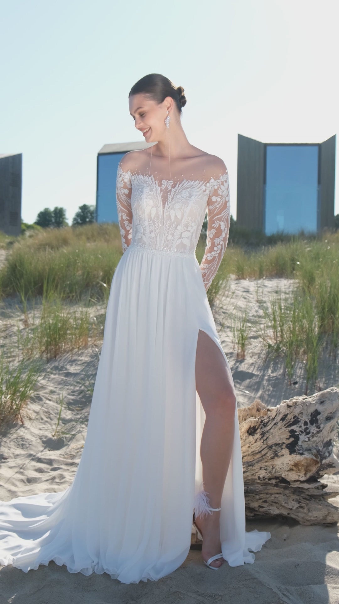 Anariel A-line Illusion Off-White Wedding dress video