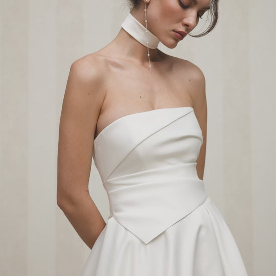 Balma A-line Straight across Milk Wedding dress
