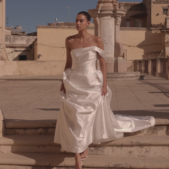 Lidia A-line Off-shoulder/Drop shoulders Milk Wedding dress