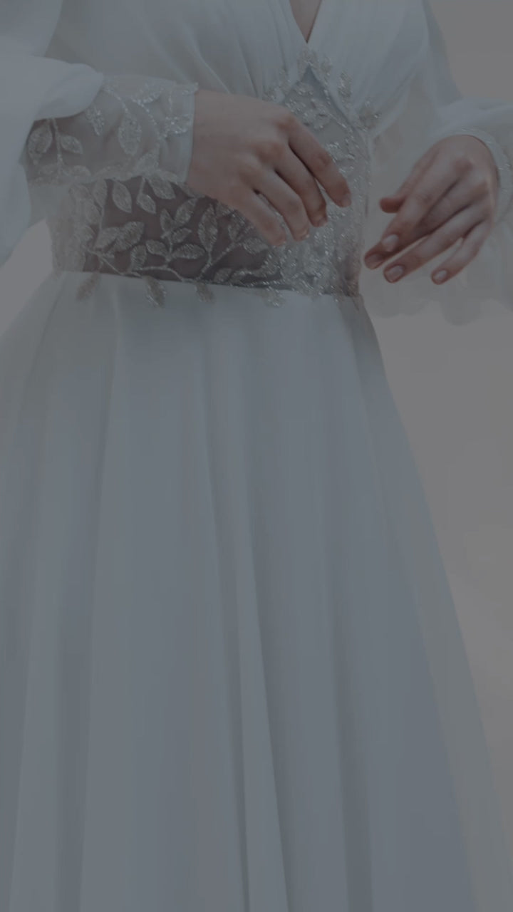 Afinea A-line V-neck Light Ivory Wedding dress