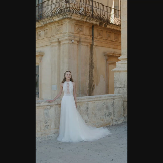 Helena A-line Halter Ivory Wedding dress