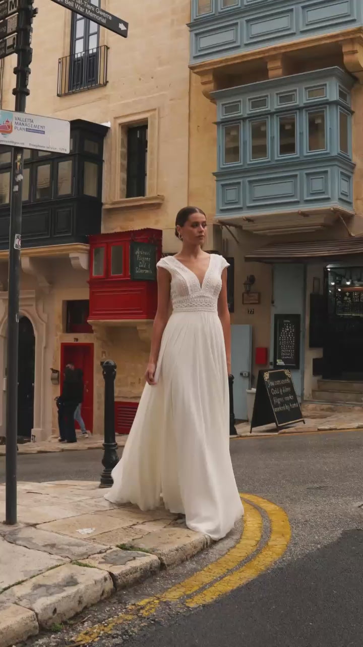 Avenel A-line V-neck Milk Wedding dress video
