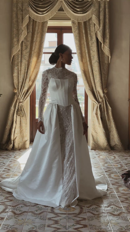 Eloven Two in one High neck Ivory Wedding dress