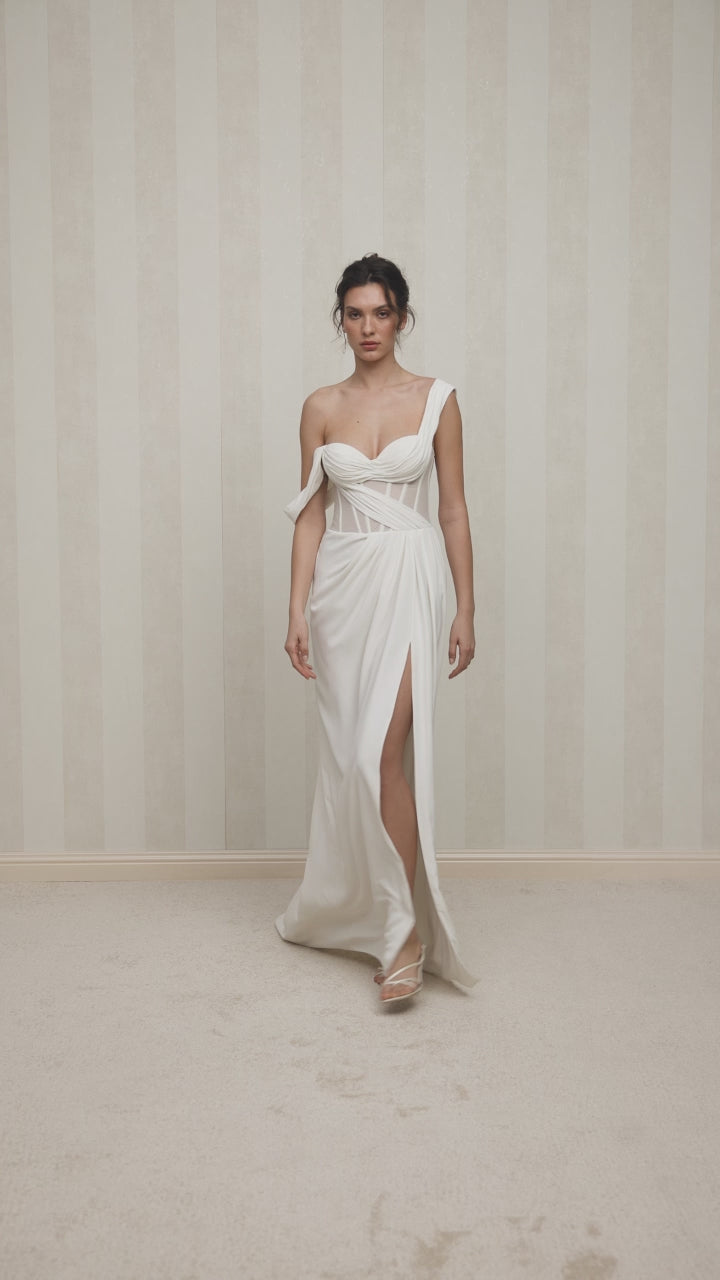 Penelopia Trumpet/Mermaid Sweetheart Milk Wedding dress