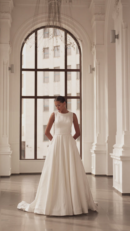 Agnes A-line Scoop Ivory Wedding dress