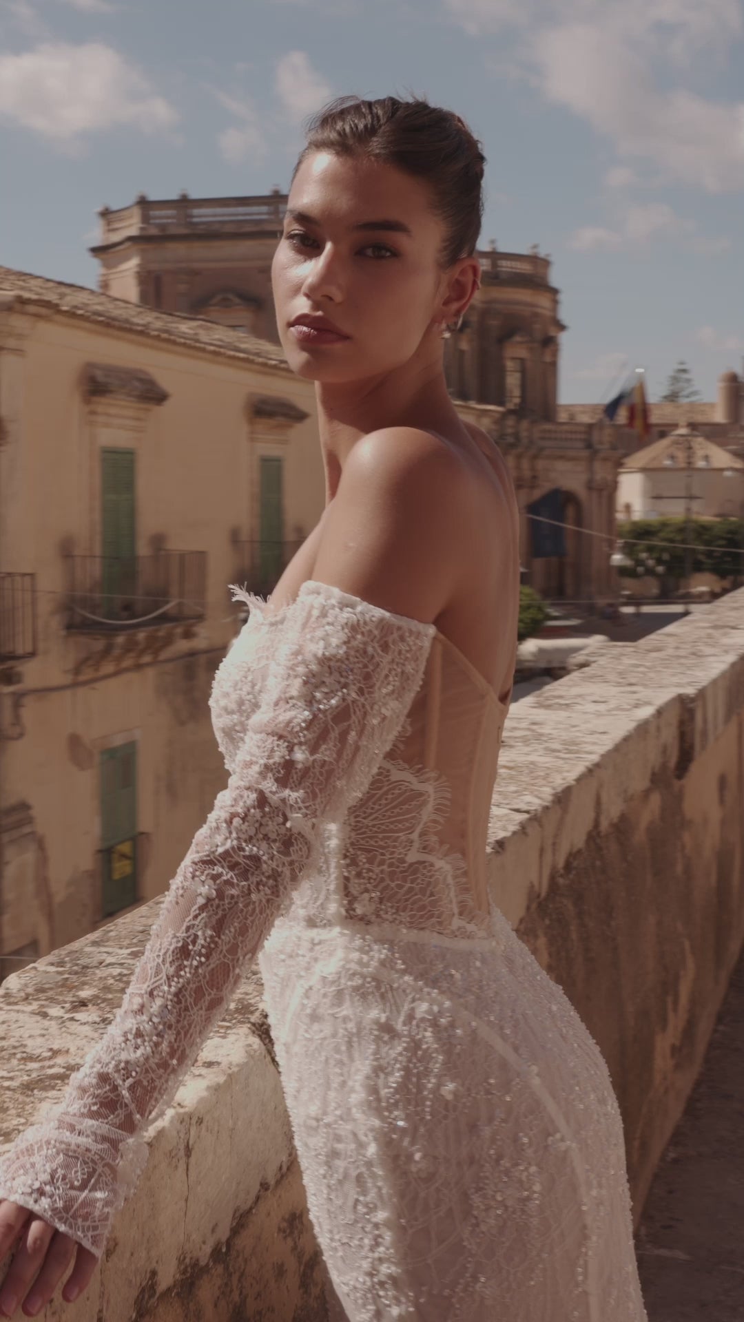Kylie Trumpet/Mermaid Off Shoulder Milk Wedding dress video