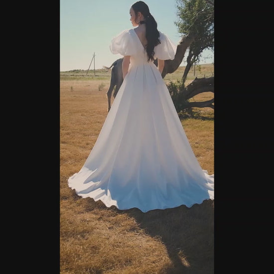 Marilow A-line V-neck Off White Wedding dress