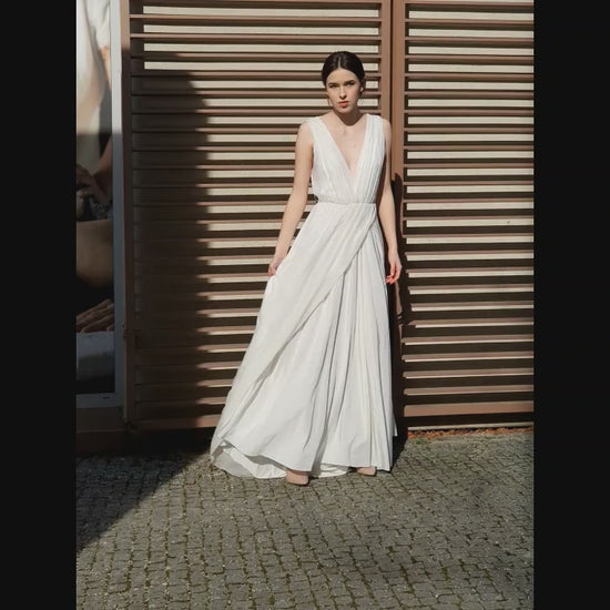 Jitka A-line Deep V-neck White Wedding dress