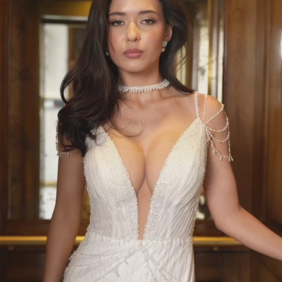 Jennifer Trumpet/Mermaid Illusion Ivory Wedding dress