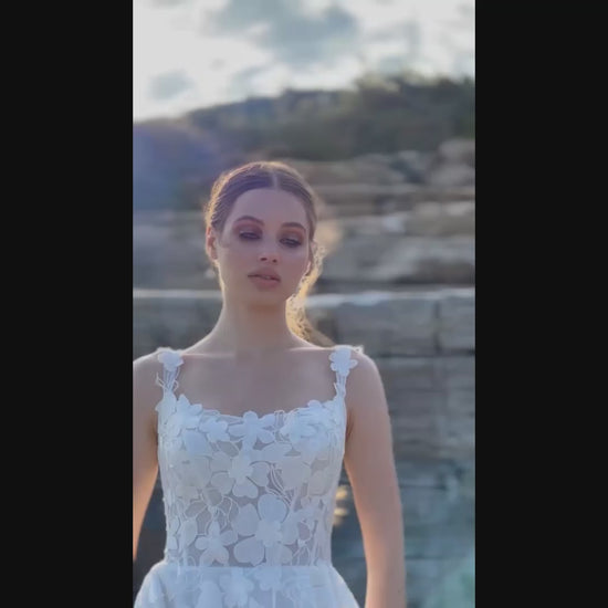 Daisy A-line Straight across Ivory Wedding dress