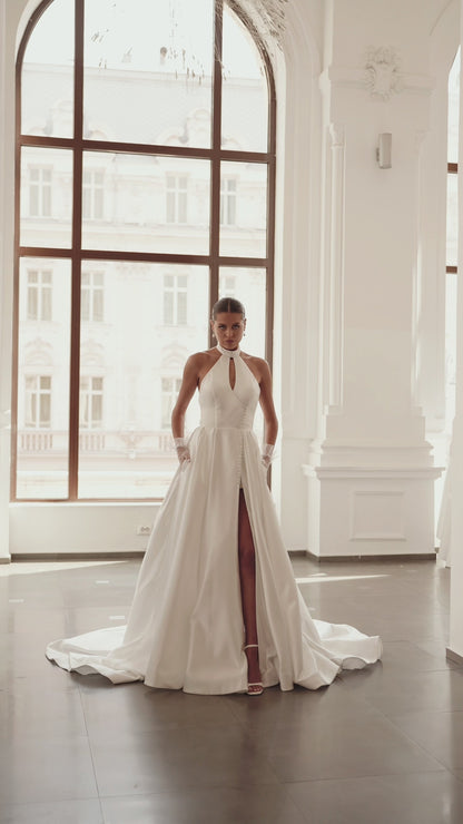 Zarina A-line Halter Ivory Wedding dress