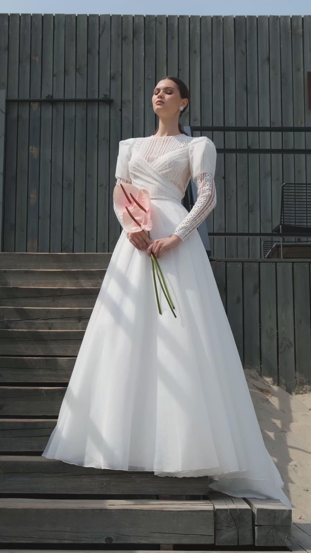 Mariska A-line Boat/Bateau Off White Wedding dress