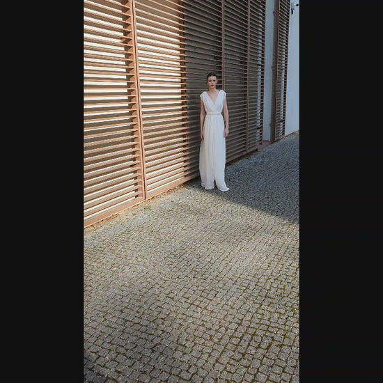 Alena A-line V-neck White Wedding dress