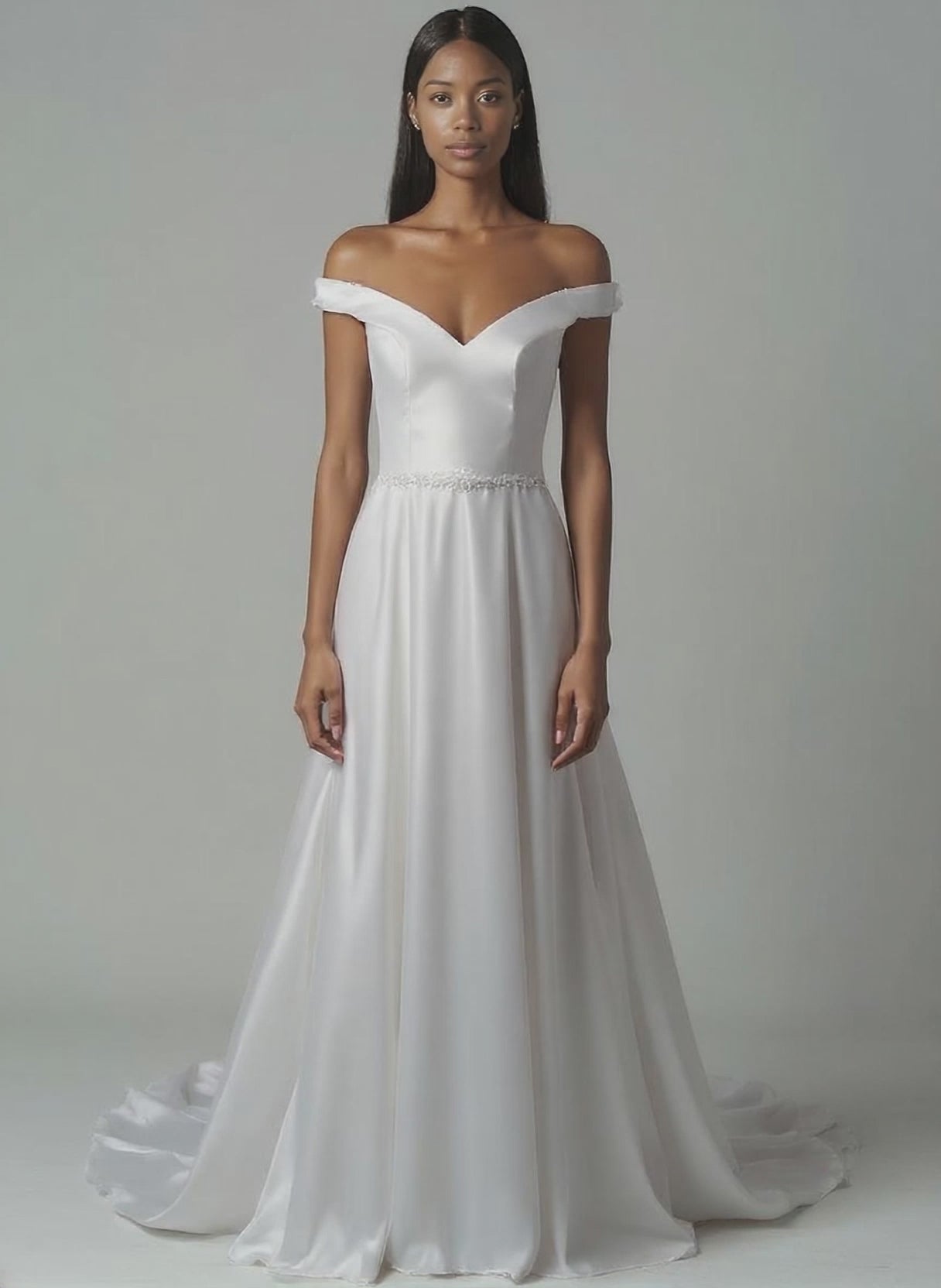 Elin A-line Off-shoulder/Drop shoulders Milk Wedding dress video