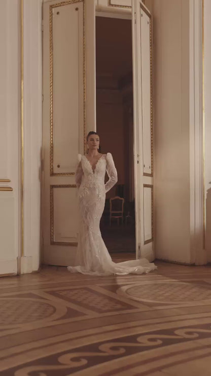 Banzhamin Trumpet/Mermaid Illusion Milk Wedding dress