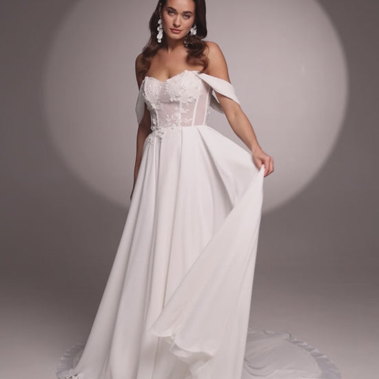 Jae A-line Off-shoulder/Drop shoulders Milk Wedding dress