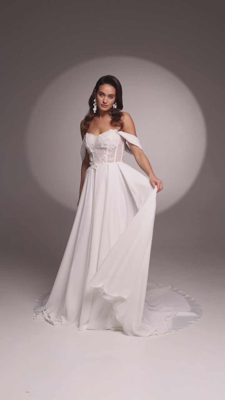 Jae A-line Off-shoulder/Drop shoulders Milk Wedding dress video