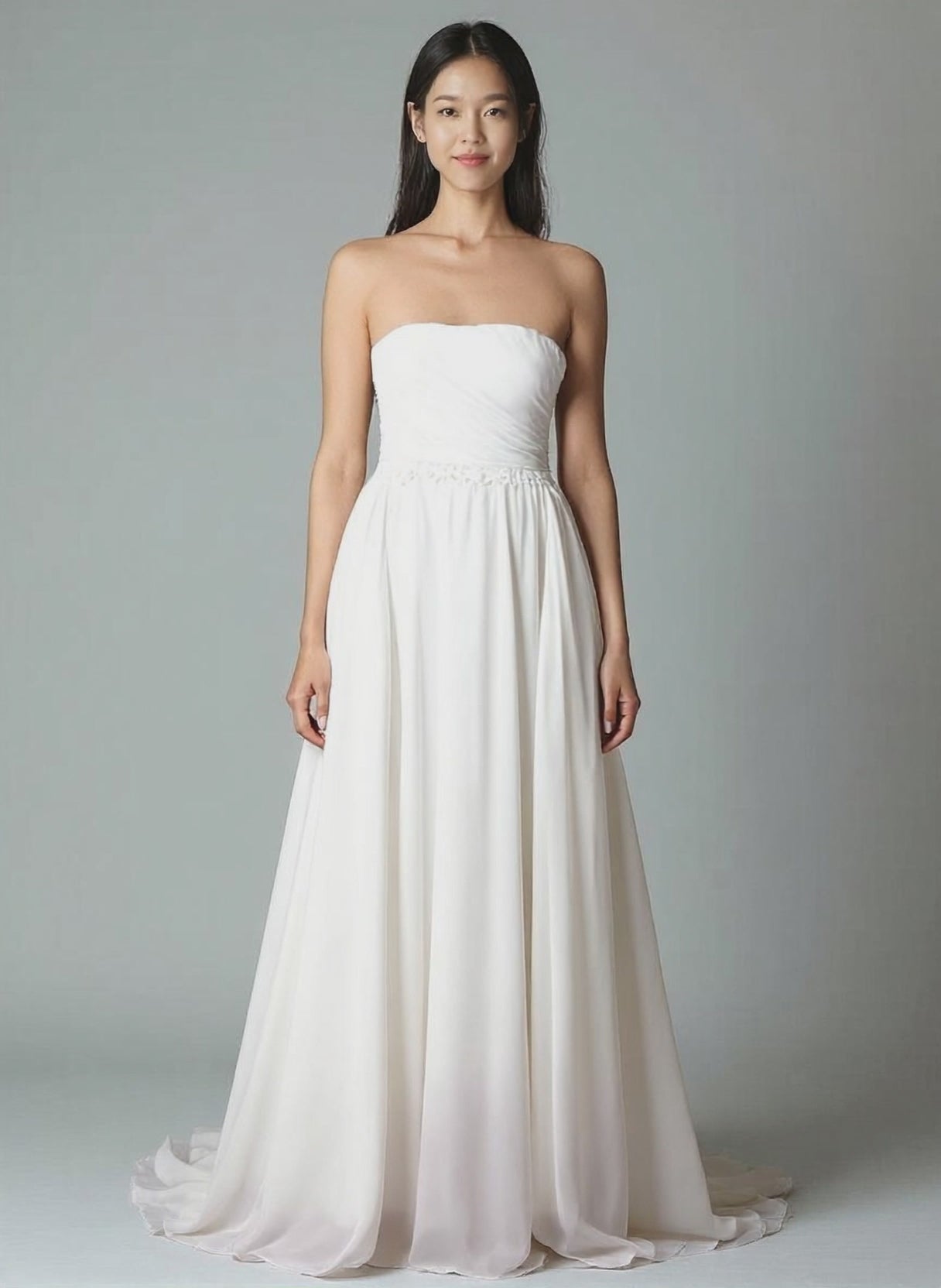 Linna A-line Straight across Milk Wedding dress video