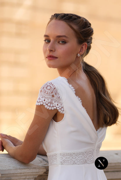 Colin A-line Deep V-neck Ivory Wedding dress 4