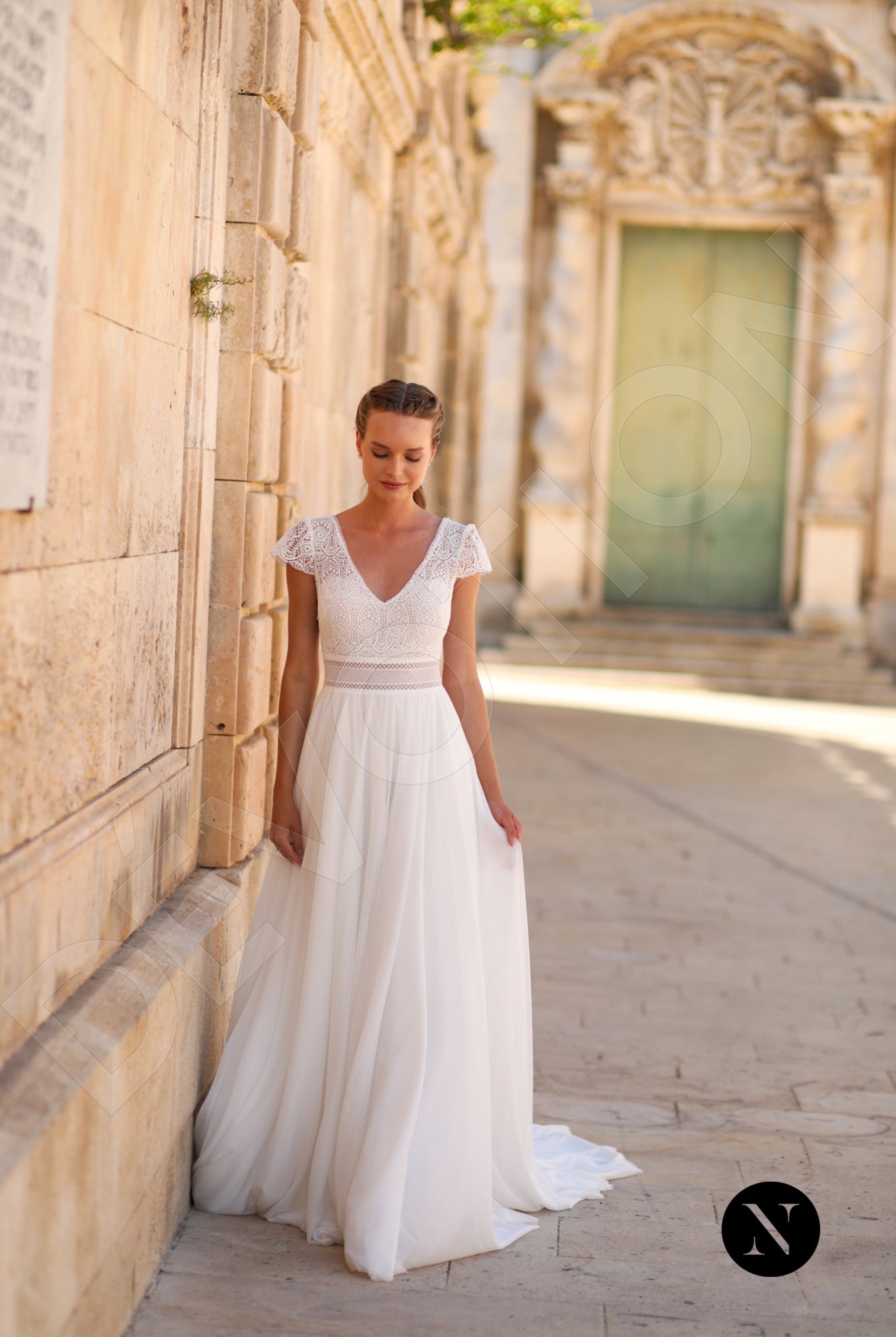 Cora A-line V-neck Ivory Wedding dress