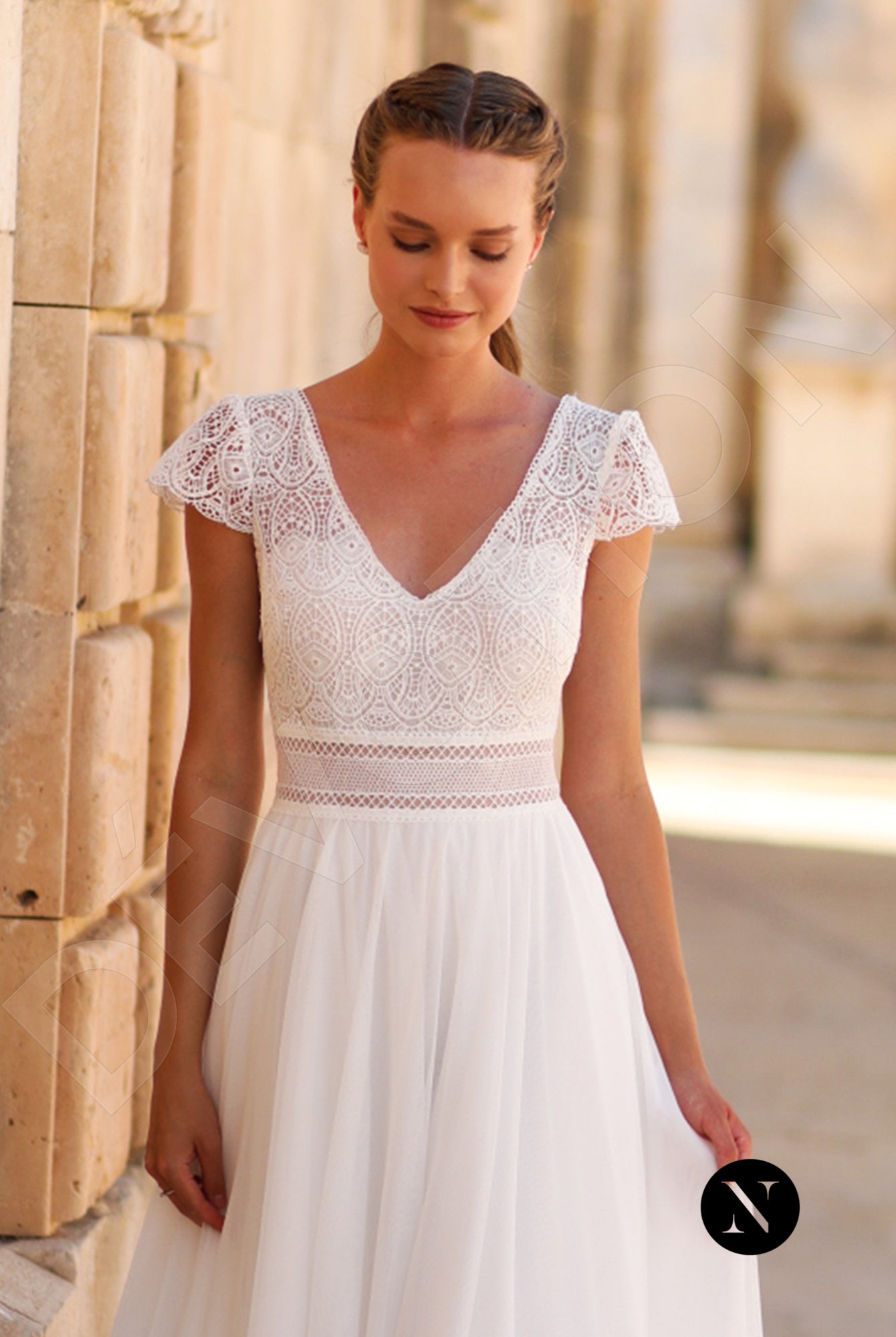 Cora A-line V-neck Ivory Wedding dress