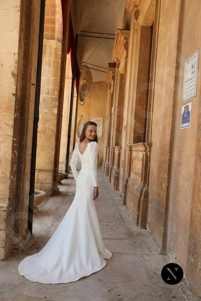 Dona Trumpet/Mermaid V-neck Ivory Wedding dress 6