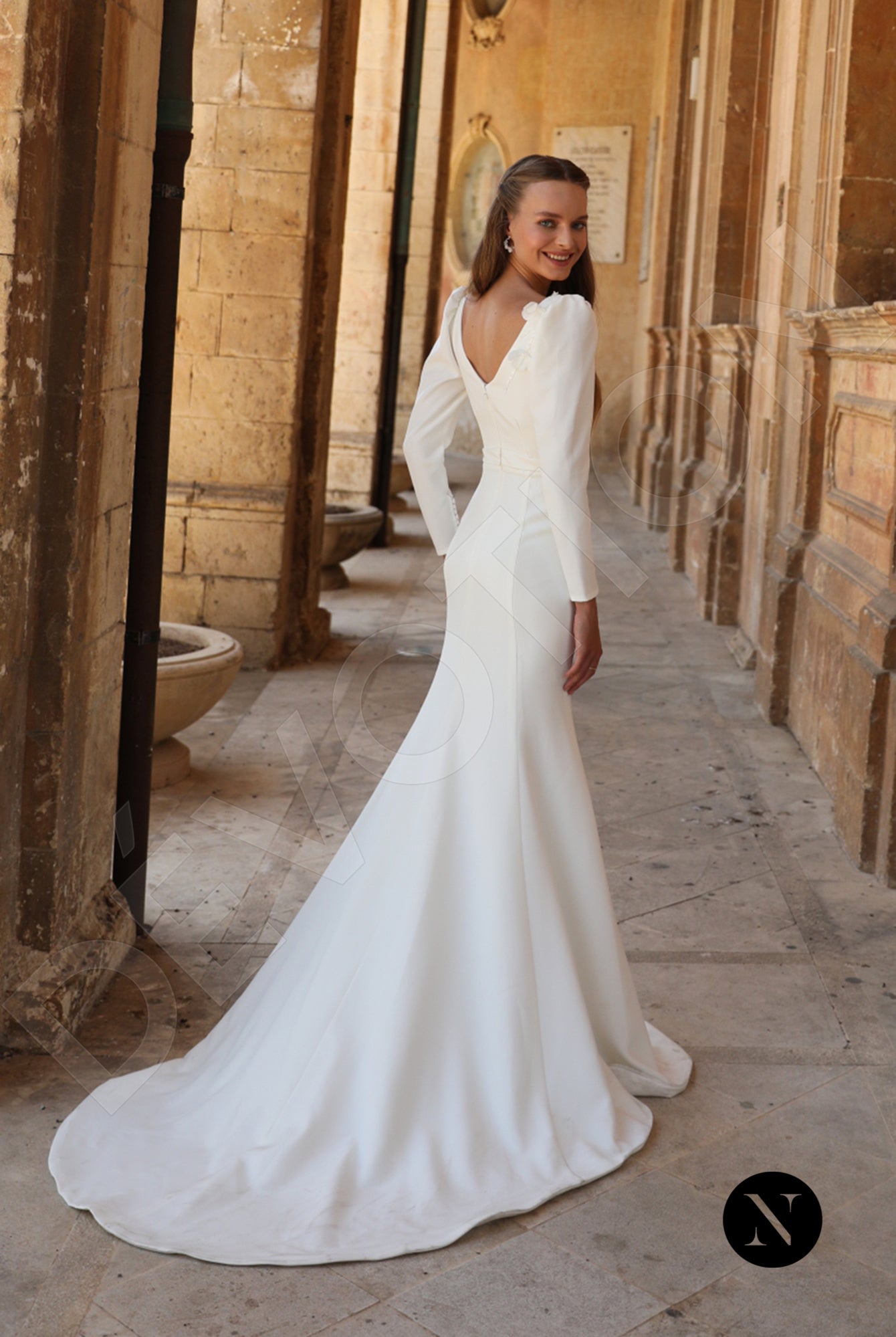 Dona Trumpet/Mermaid V-neck Ivory Wedding dress Back