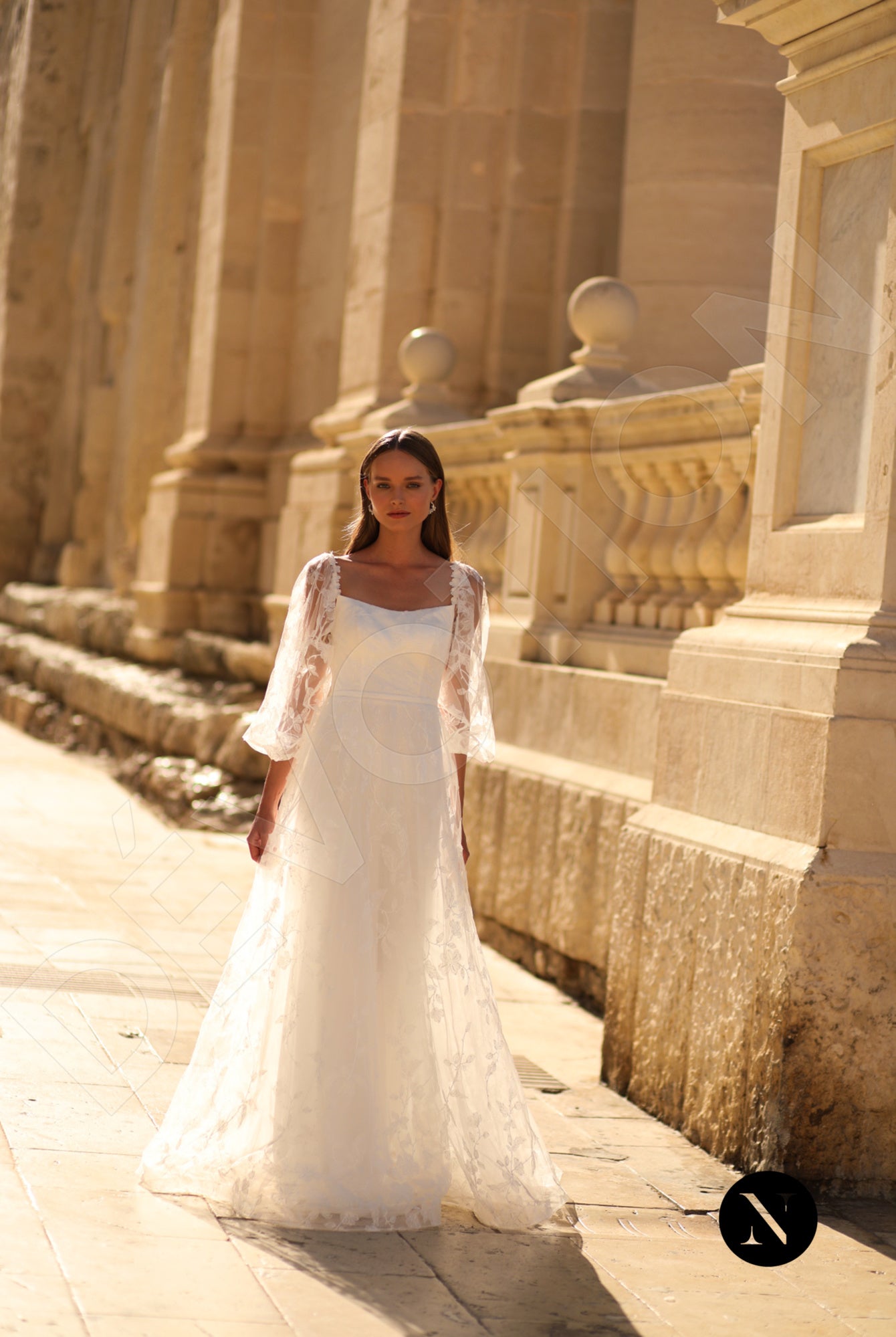 Fibi A-line Square Ivory Wedding dress