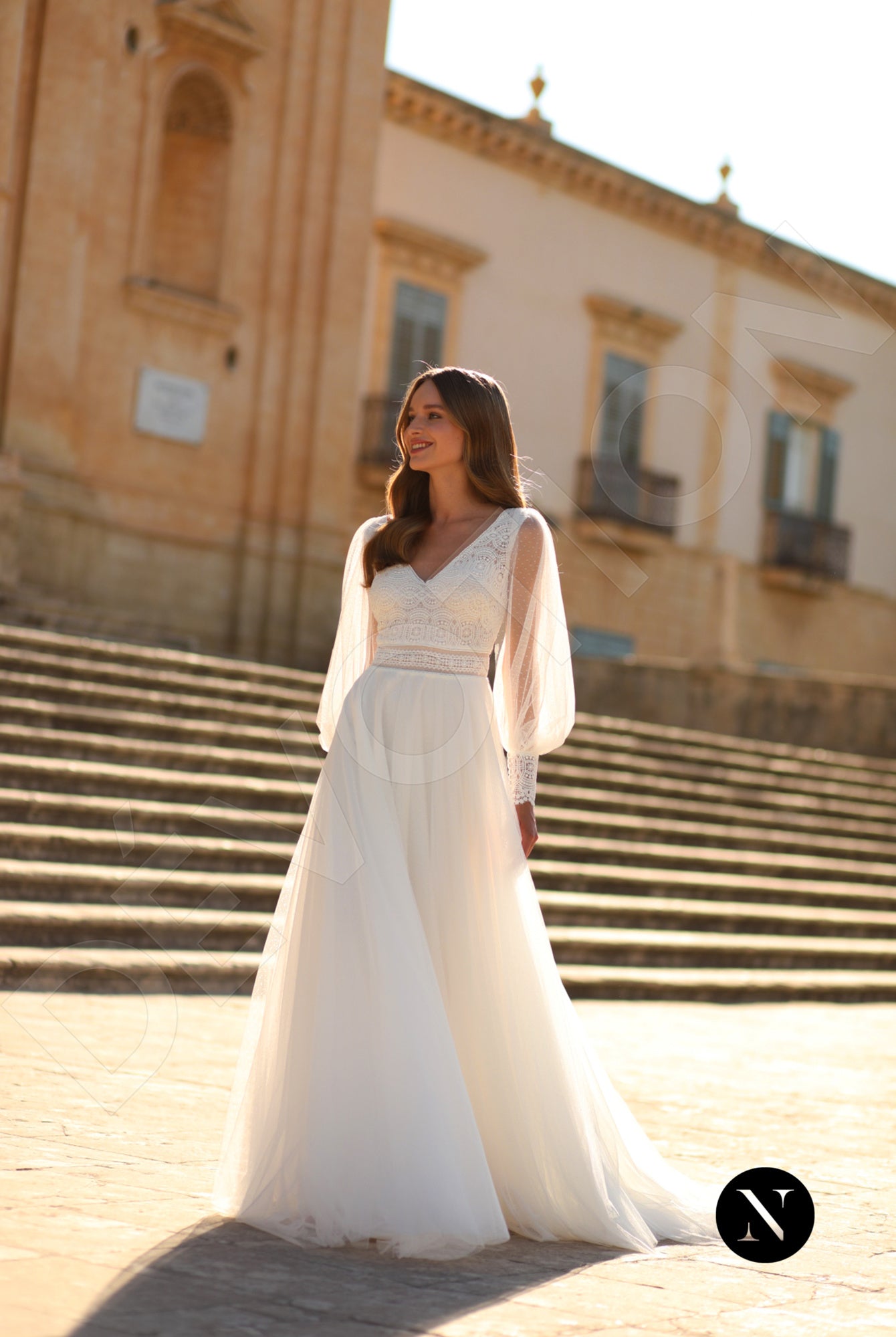 Flora A-line V-neck Ivory Wedding dress