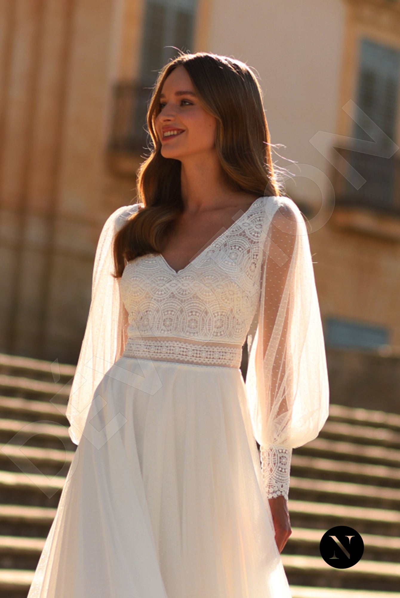 Flora A-line V-neck Ivory Wedding dress