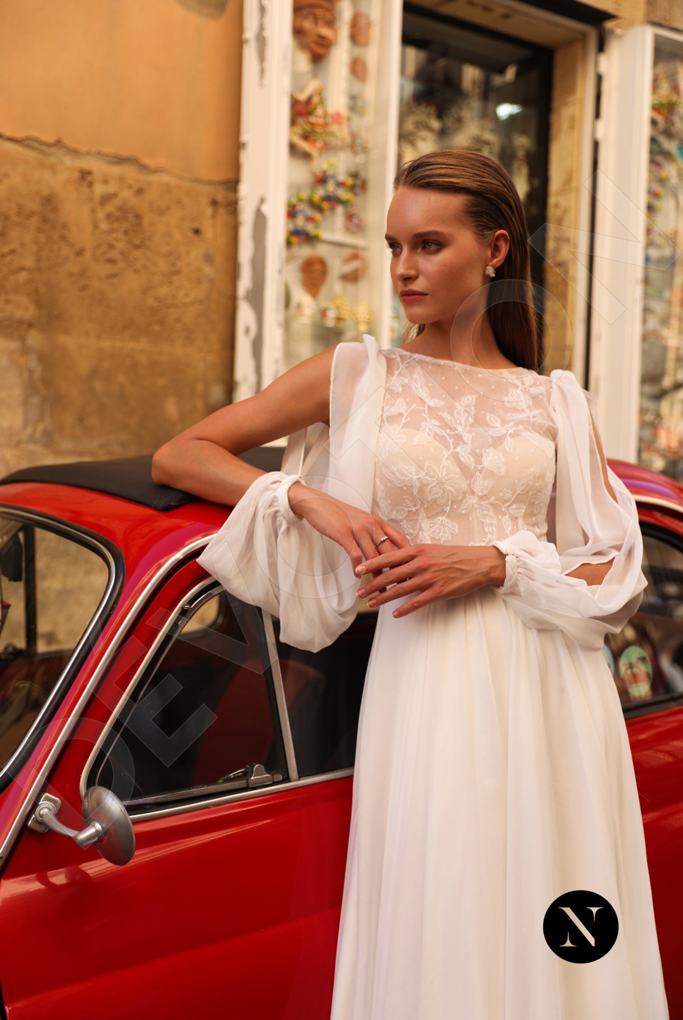 Friede A-line Boat/Bateau Ivory Wedding dress