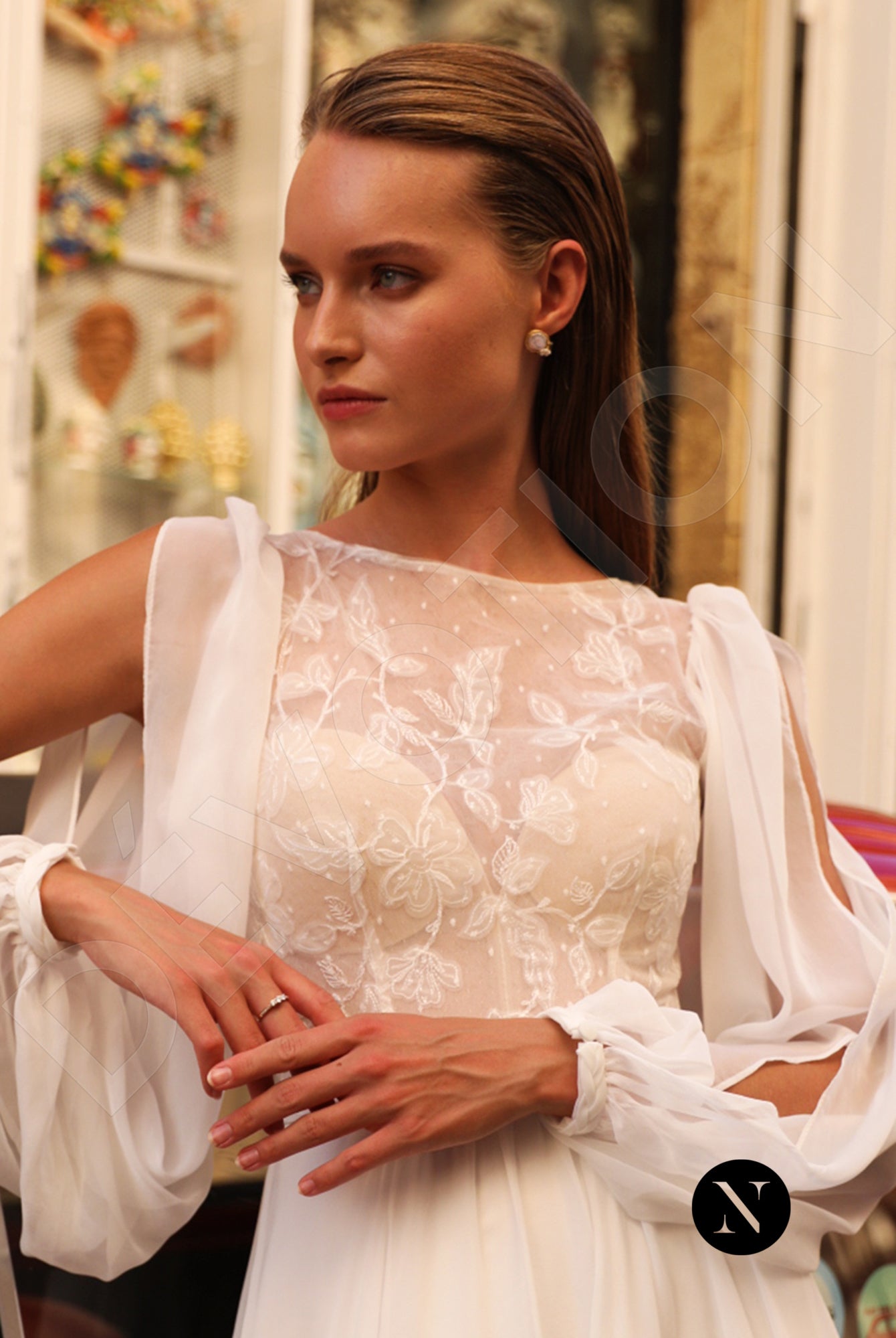 Friede A-line Boat/Bateau Ivory Wedding dress
