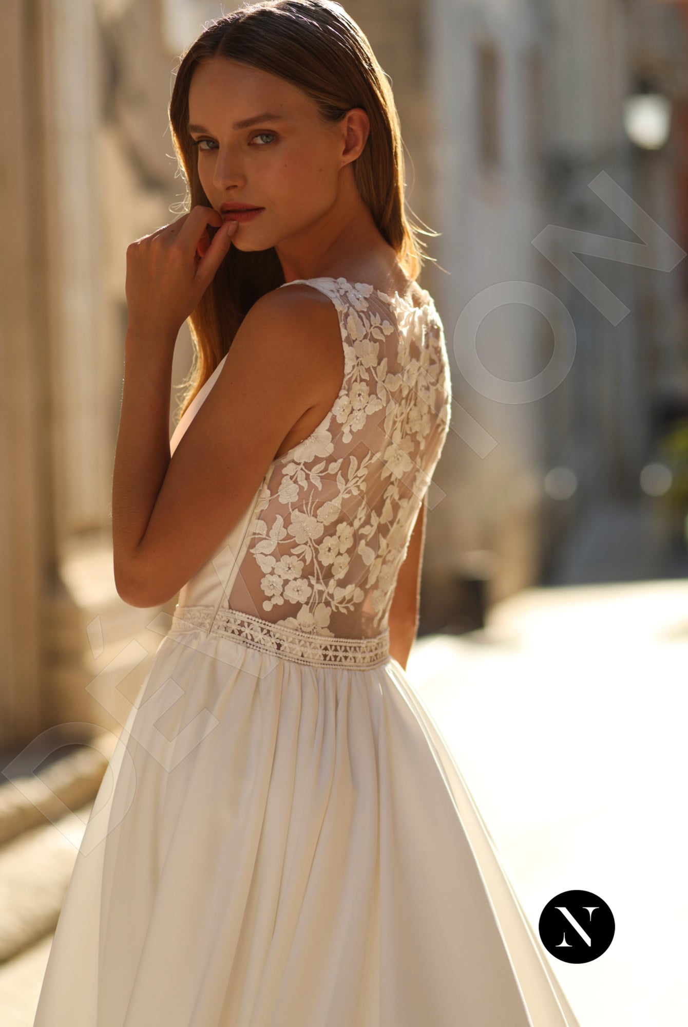 Gerde A-line Boat/Bateau Ivory Wedding dress