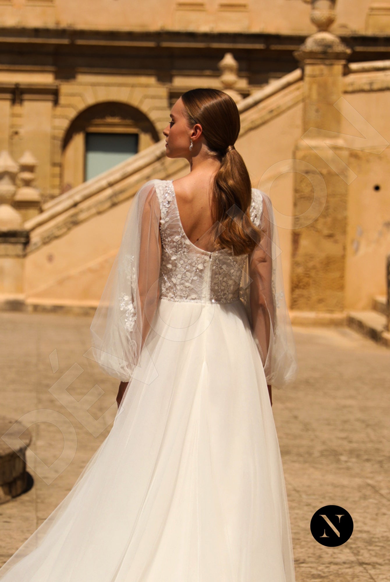 Jenna A-line Boat/Bateau Ivory Wedding dress 3