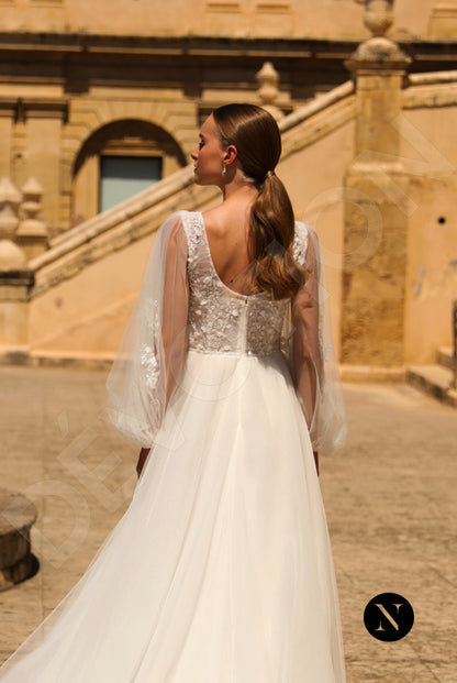 Jenna A-line Boat/Bateau Ivory Wedding dress 3