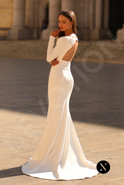 Octavie Trumpet/Mermaid Deep V-neck Ivory Wedding dress Back
