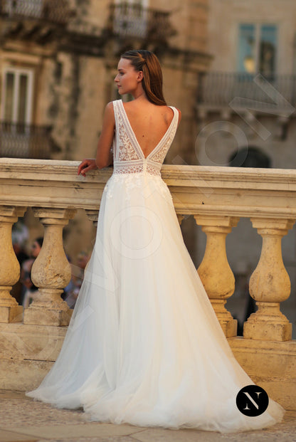 Scarlette A-line Deep V-neck Ivory Wedding dress Back