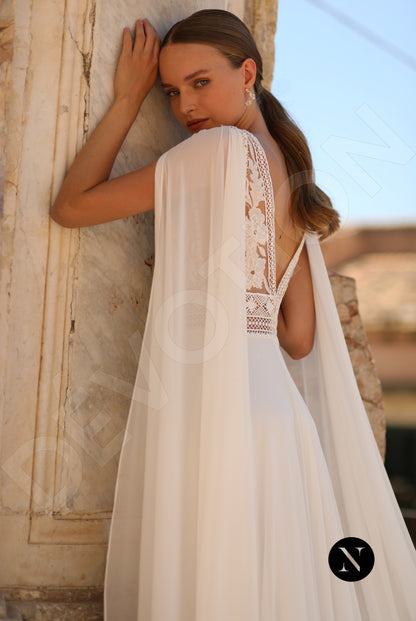 Verginia A-line Deep V-neck Ivory Wedding dress 3