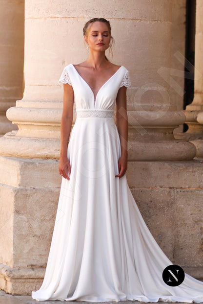 Colin A-line Deep V-neck Ivory Wedding dress Front
