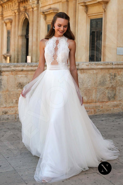 Helena A-line Halter Ivory Wedding dress Front