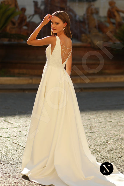Vanessa A-line Deep V-neck Ivory Wedding dress 6