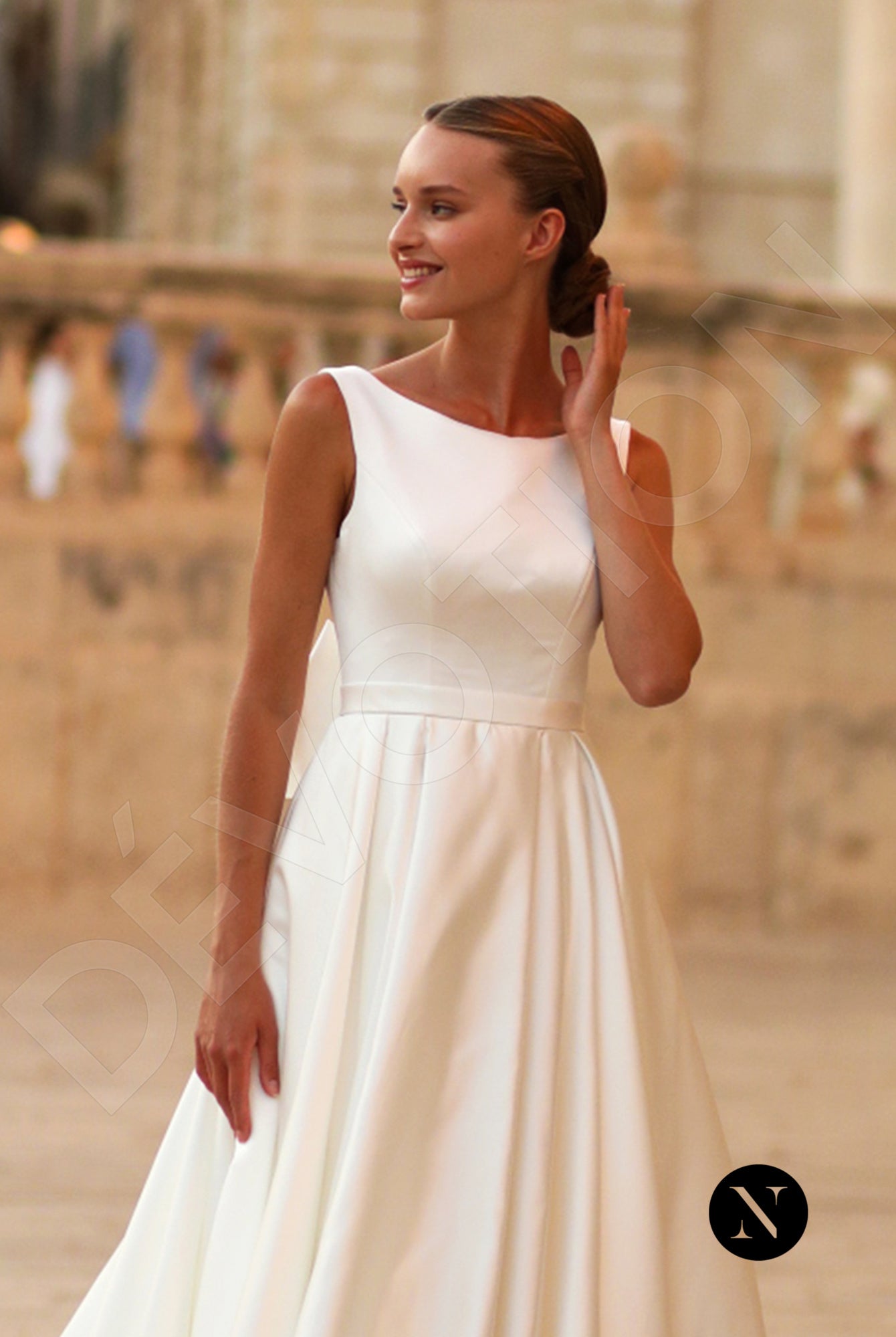 Tare A-line Boat/Bateau Ivory Wedding dress