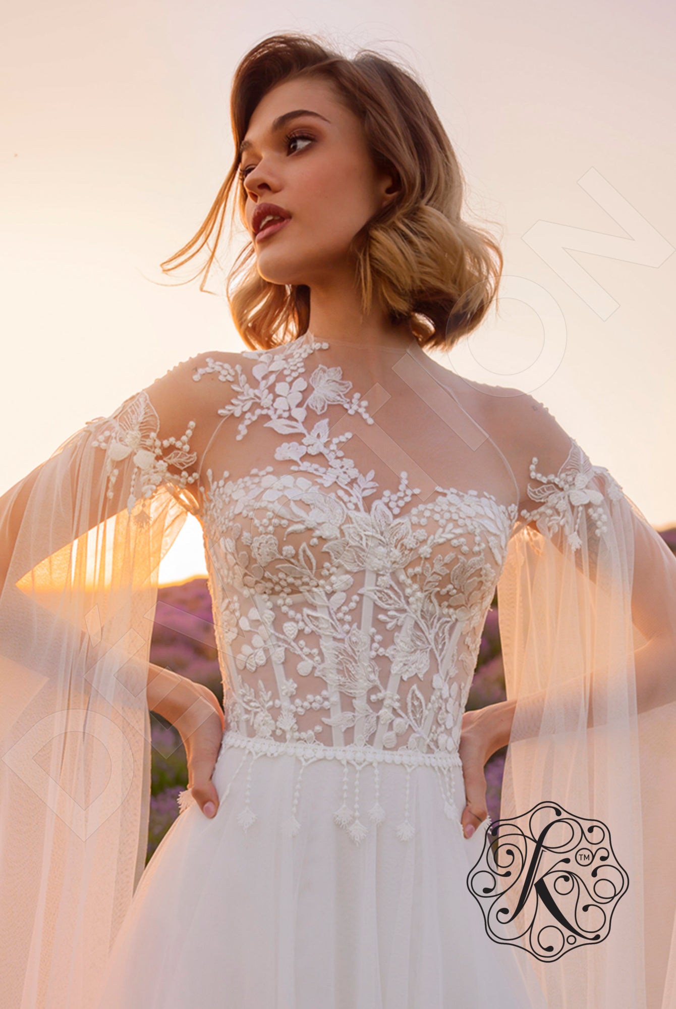 Area A-line Illusion Off White Wedding dress