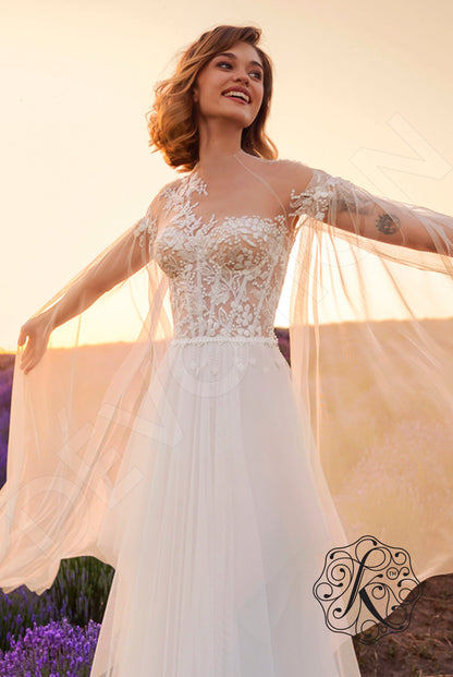 Area A-line Illusion Off White Wedding dress