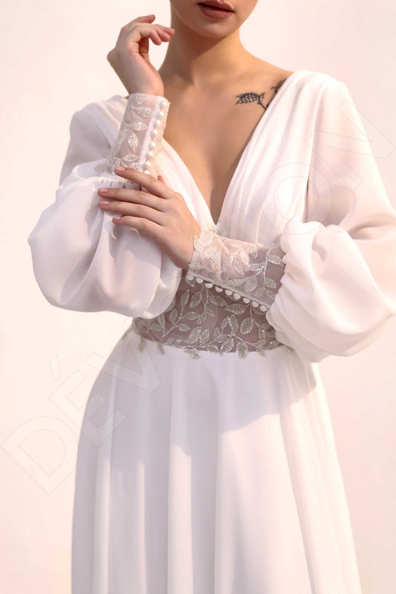 Afinea A-line V-neck Light Ivory Wedding dress