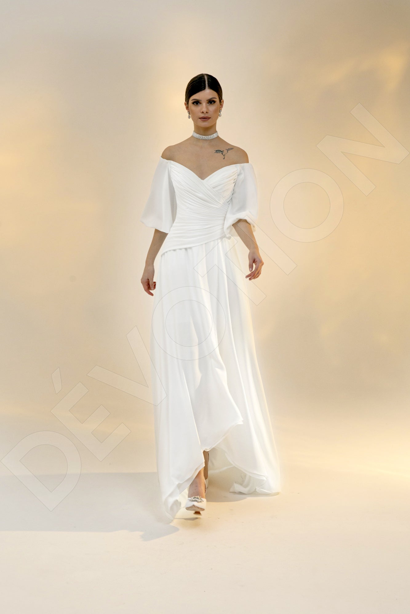 Gilda A-line Off-Shoulder/Drop Shoulders Light Ivory Wedding dress