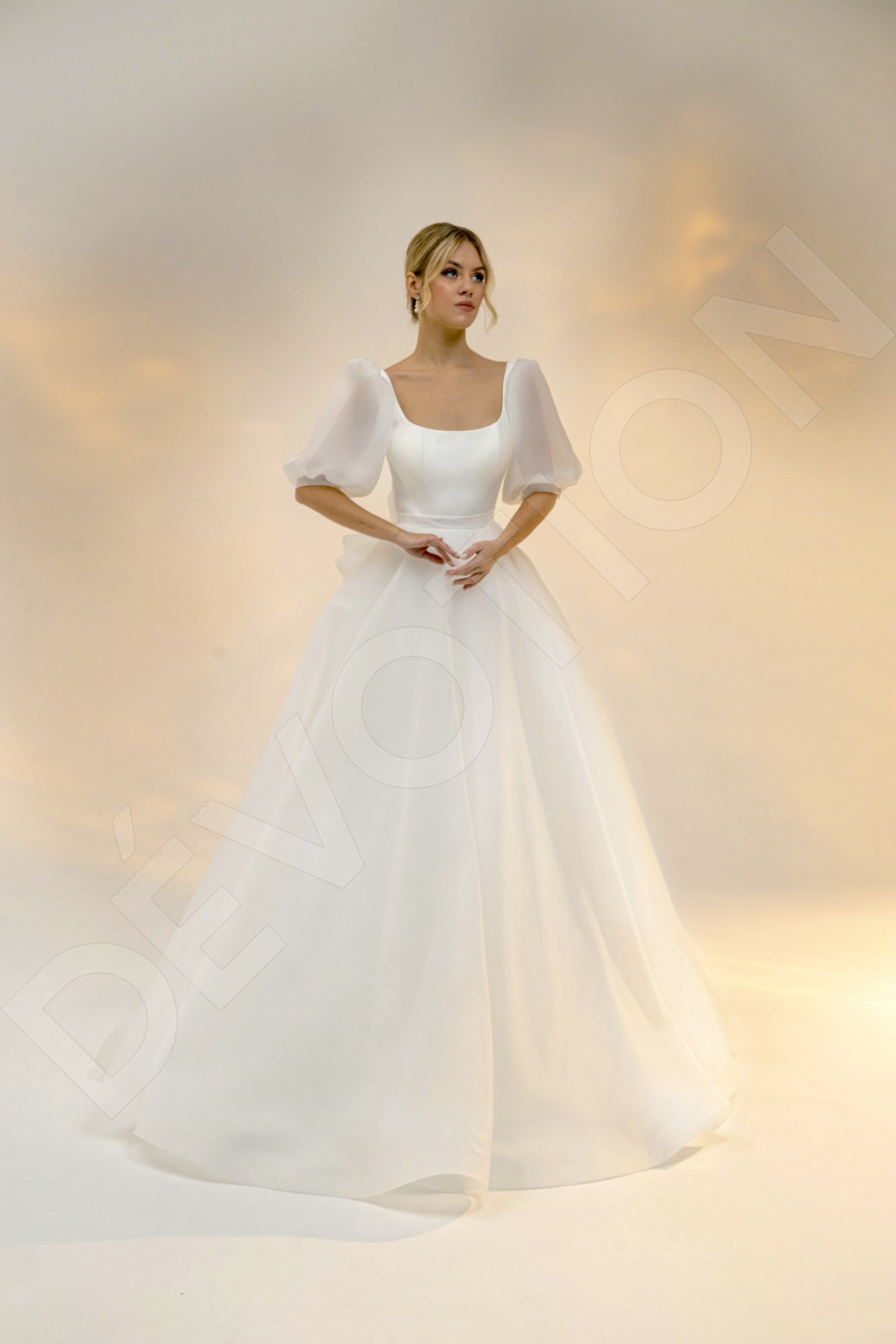 Skyler Princess/Ball Gown Square Light Ivory Wedding dress