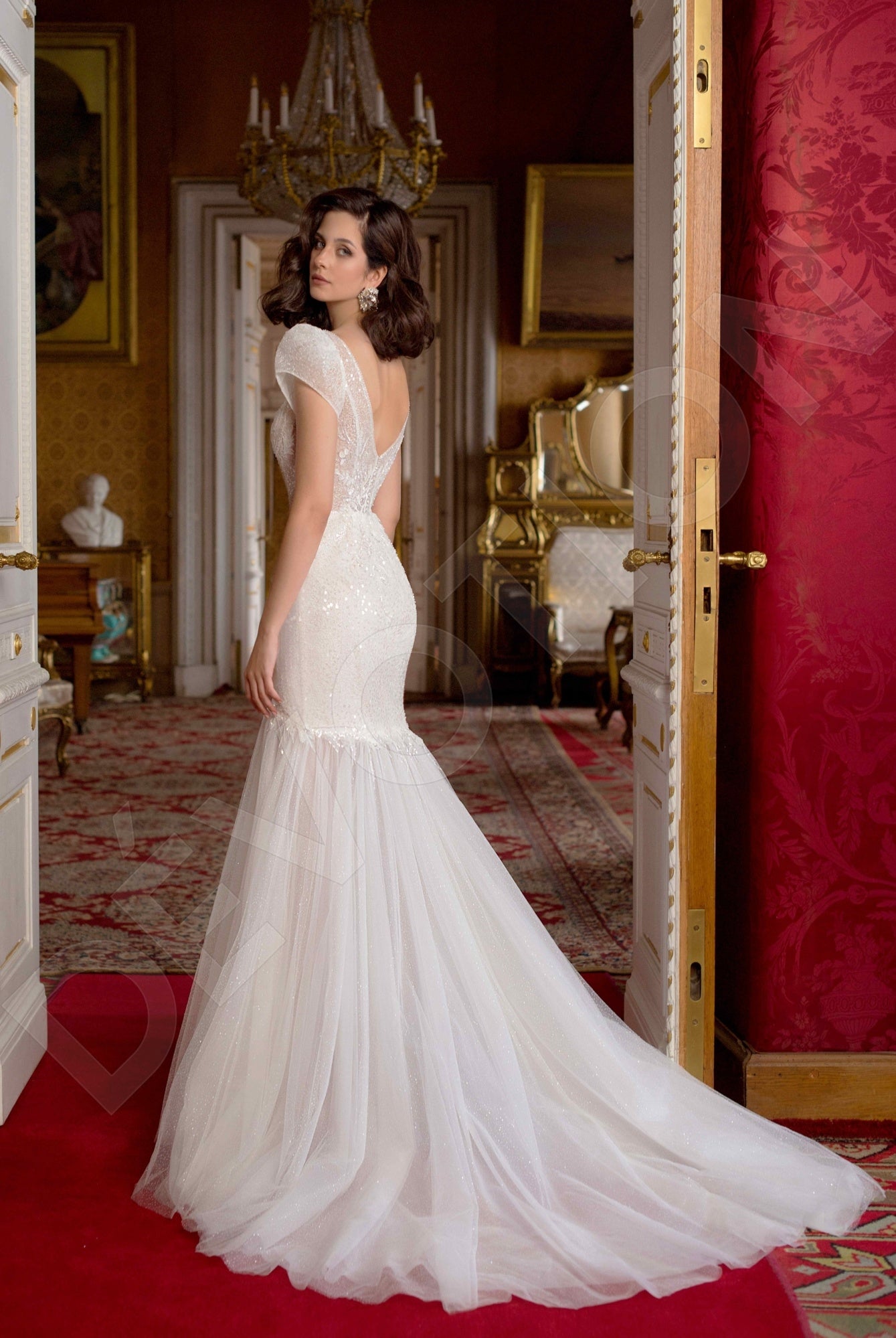 Ilfa Trumpet/Mermaid Deep V-Neck Vanilla/Off White Wedding dress