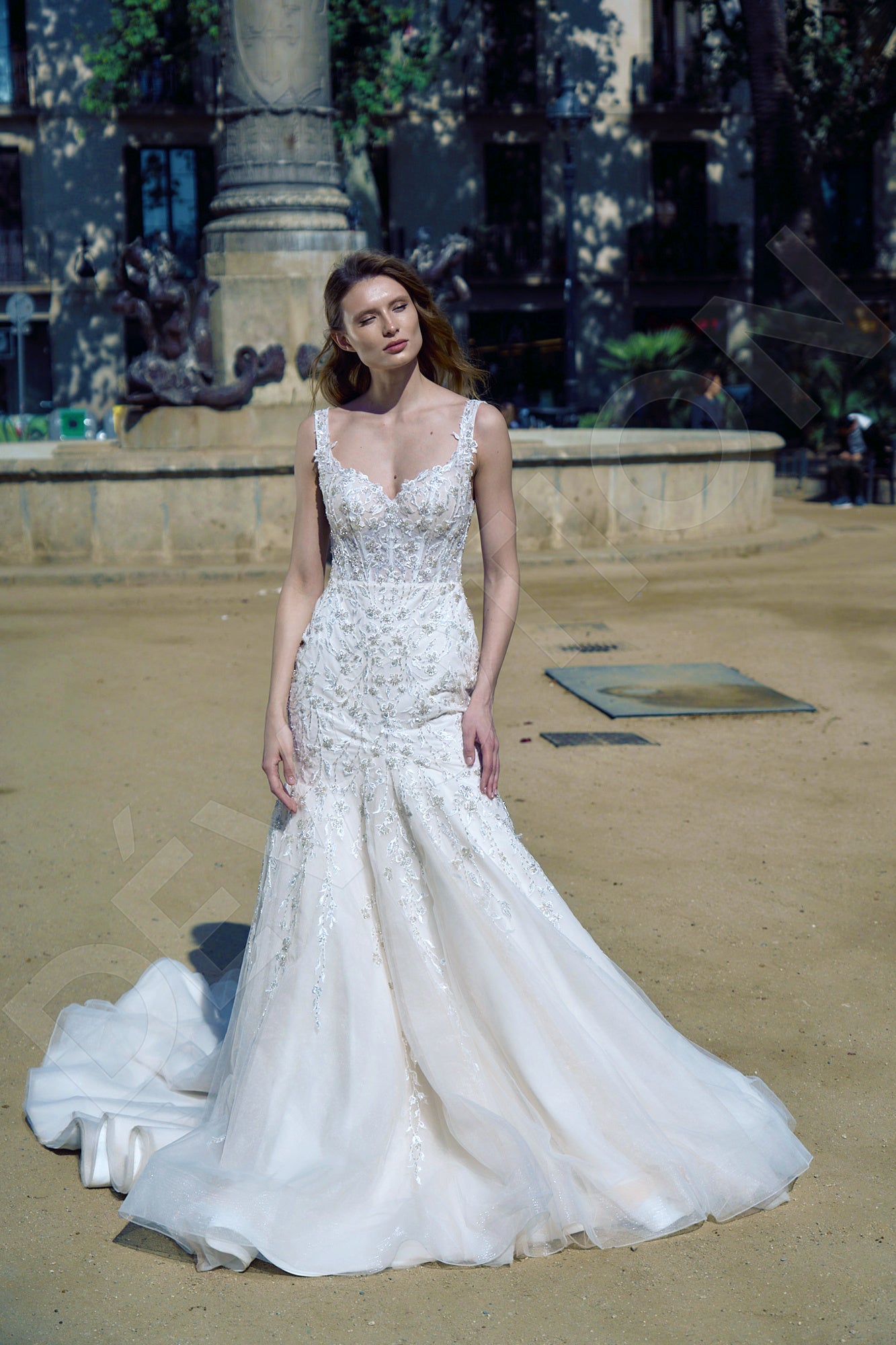 Clarissa Trumpet/Mermaid Sweetheart Milk/Nude Wedding dress